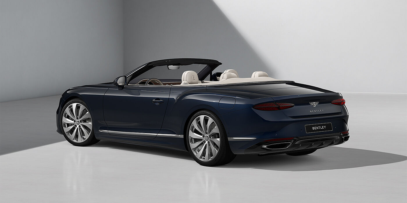 Bentley Hannover Bentley Continental GTC convertible in Dark Sapphire paint and 22" Ten Spoke wheels - rear 3/4