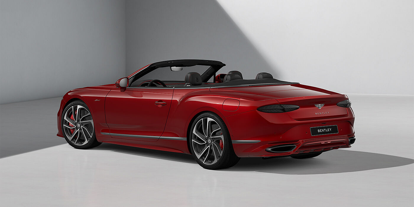 Bentley Hannover Bentley Continental GTC Speed convertible in Dragon Red paint and 22" swept spoke wheels - rear 3/4