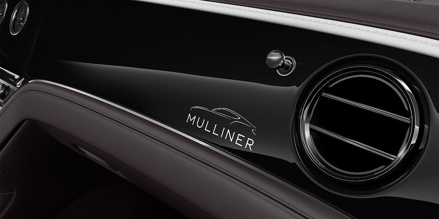 Bentley Hannover Bentley Continental GT Mulliner coupe veneer detail in Grand Black with Mulliner badge