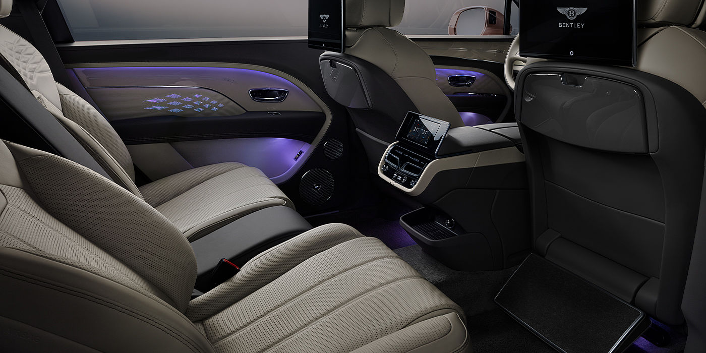 Bentley Hannover Bentley Bentayga EWB Azure SUV rear interior with Bentley Diamond Illumination