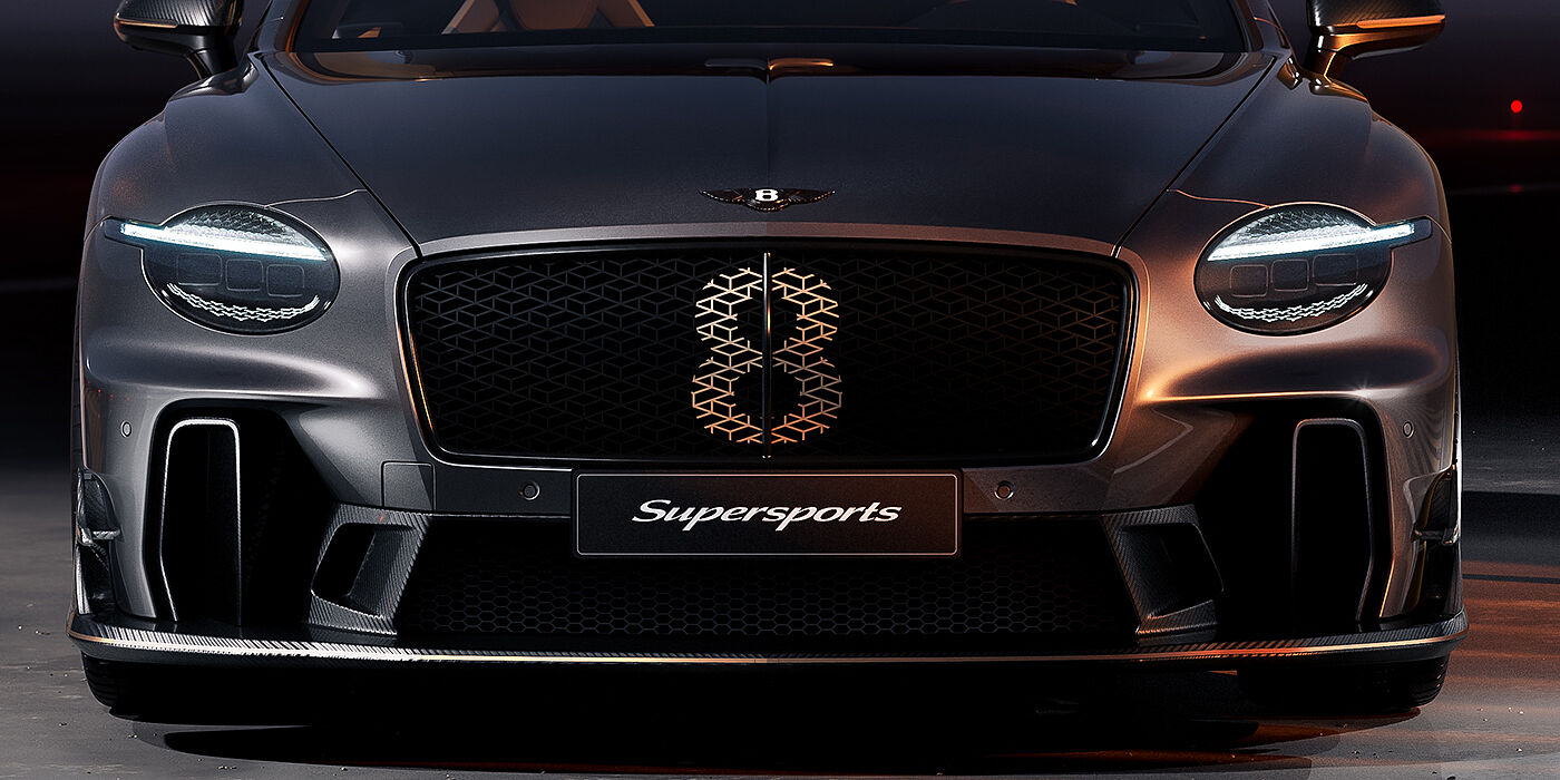 Bentley Hannover Bentley Supersports front exterior with illuminated head lamps and Supersports grille in Anthracite paint