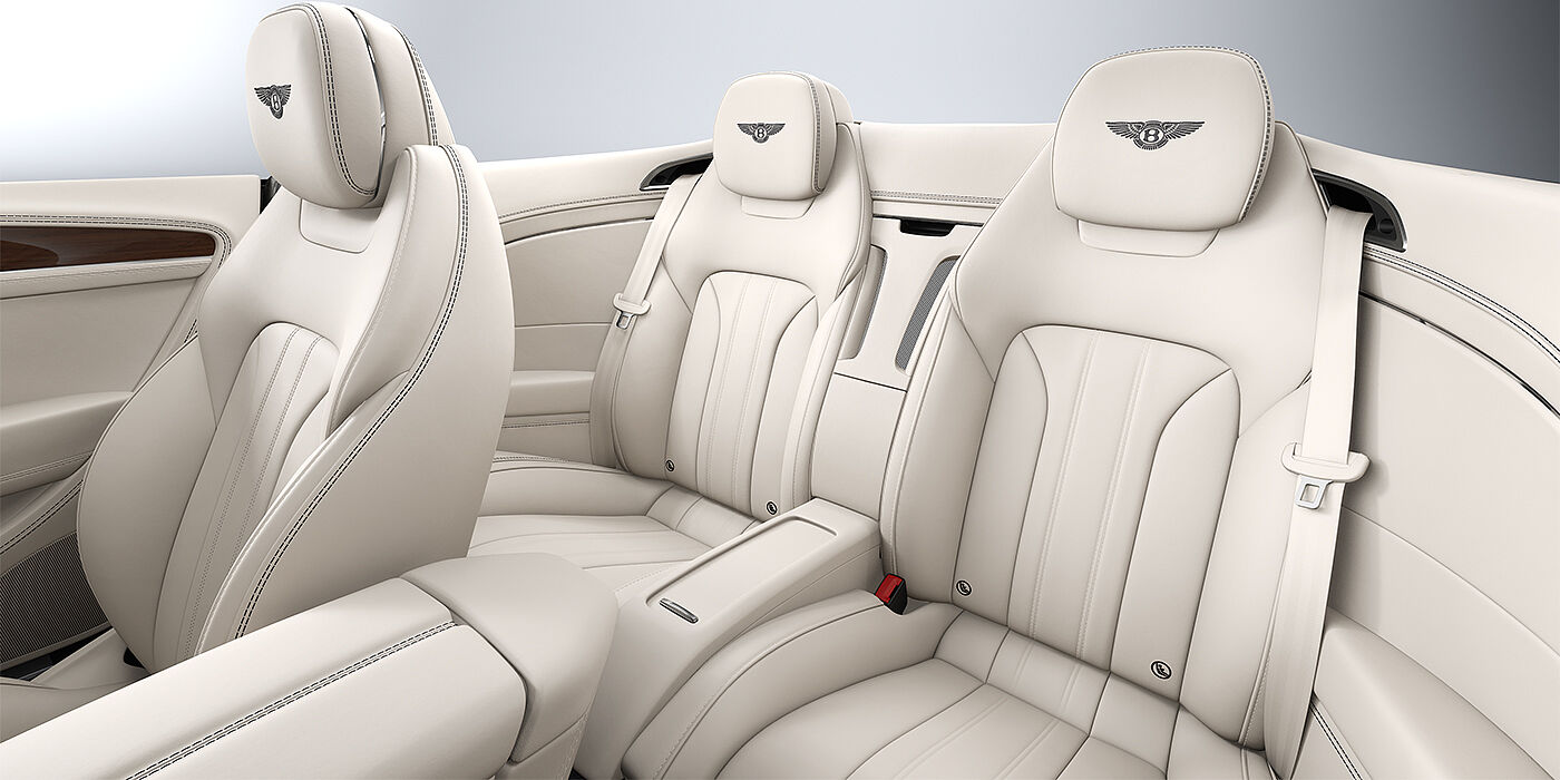 Bentley Hannover Bentley Continental GTC convertible rear interior in Linen and Imperial Blue hides