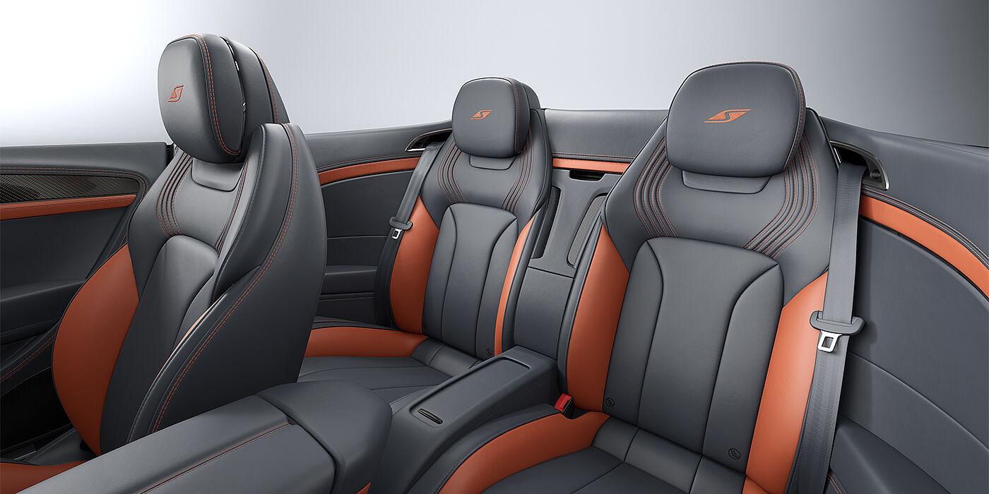 Bentley Hannover Bentley Continental GTC S convertible rear interior in Newmarket Tan and Beluga black hides