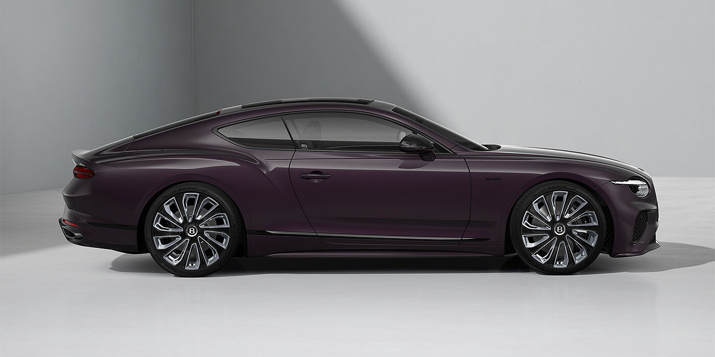 Bentley Hannover Bentley Continental GT Mulliner coupe in Damson paint and 22" Mulliner wheels - profile 3/4