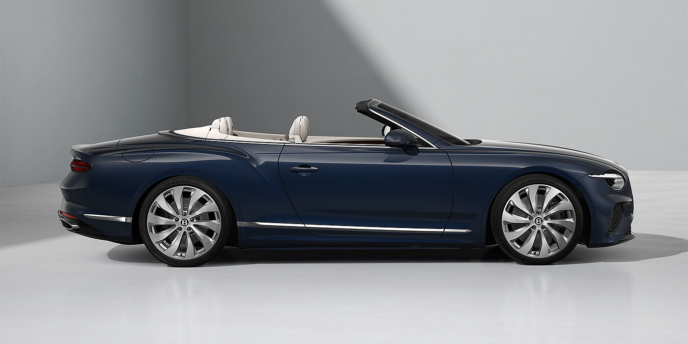 Bentley Hannover Bentley Continental GTC convertible in Dark Sapphire paint and 22" Ten Spoke wheels - profile