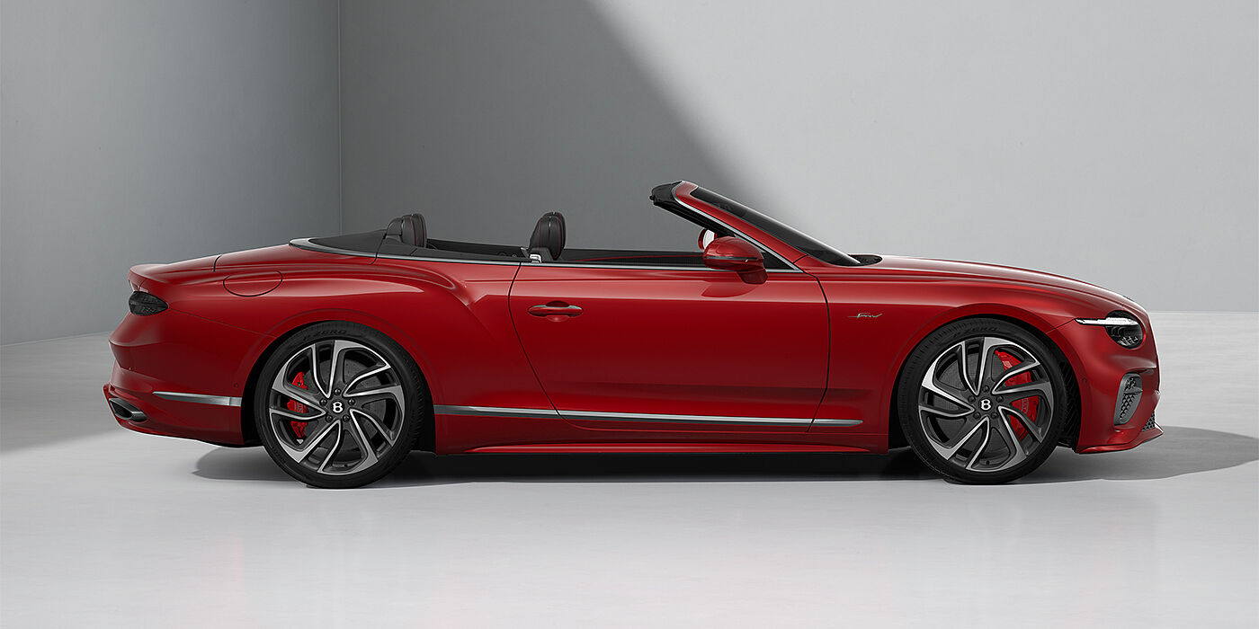Bentley Hannover Bentley Continental GTC Speed convertible in Dragon Red paint and 22" swept spoke wheels - profile