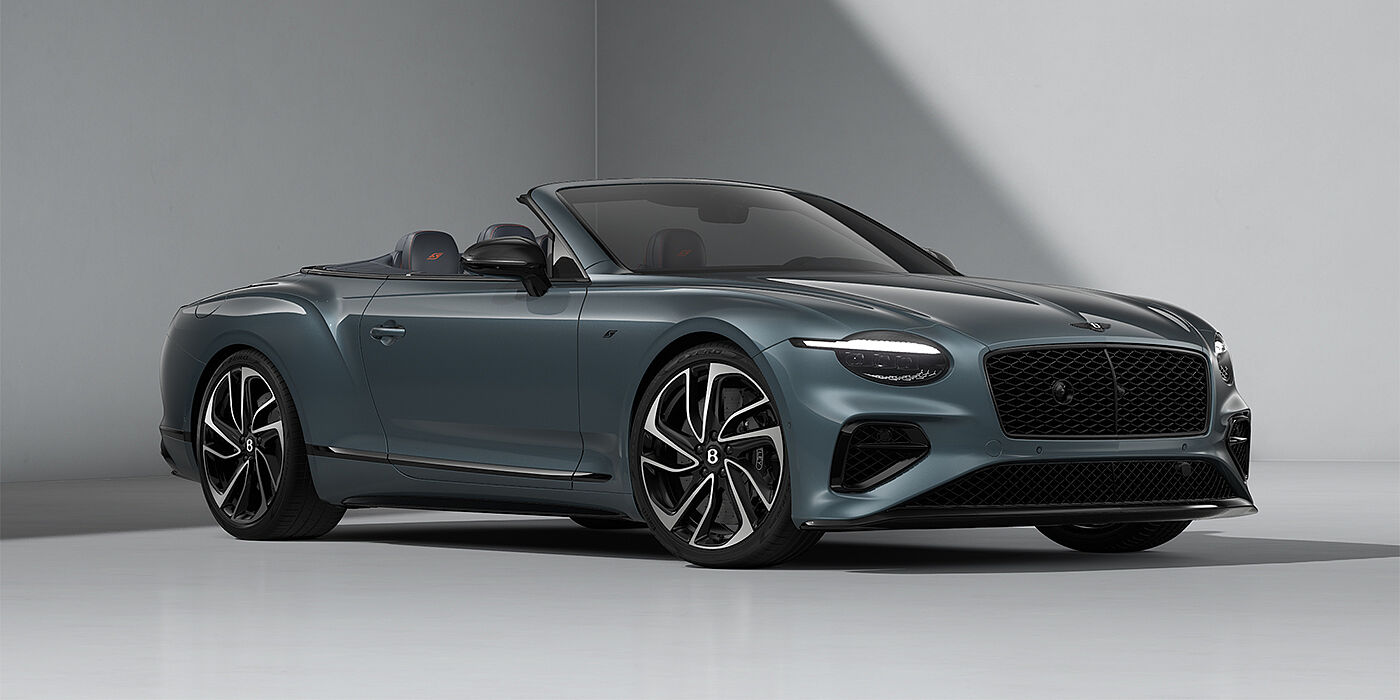 Bentley Hannover Bentley Continental GTC S convertible in Thunder blue paint front 3/4