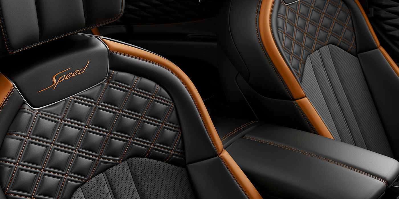 Bentley Hannover Bentley Flying Spur Speed's front seats with detailed contrast stitching and Speed Emblems