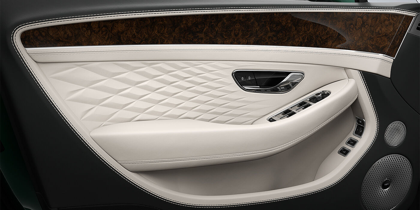 Bentley Hannover Bentley Continental GT Azure door detail in Linen and Cumbrian Green hides