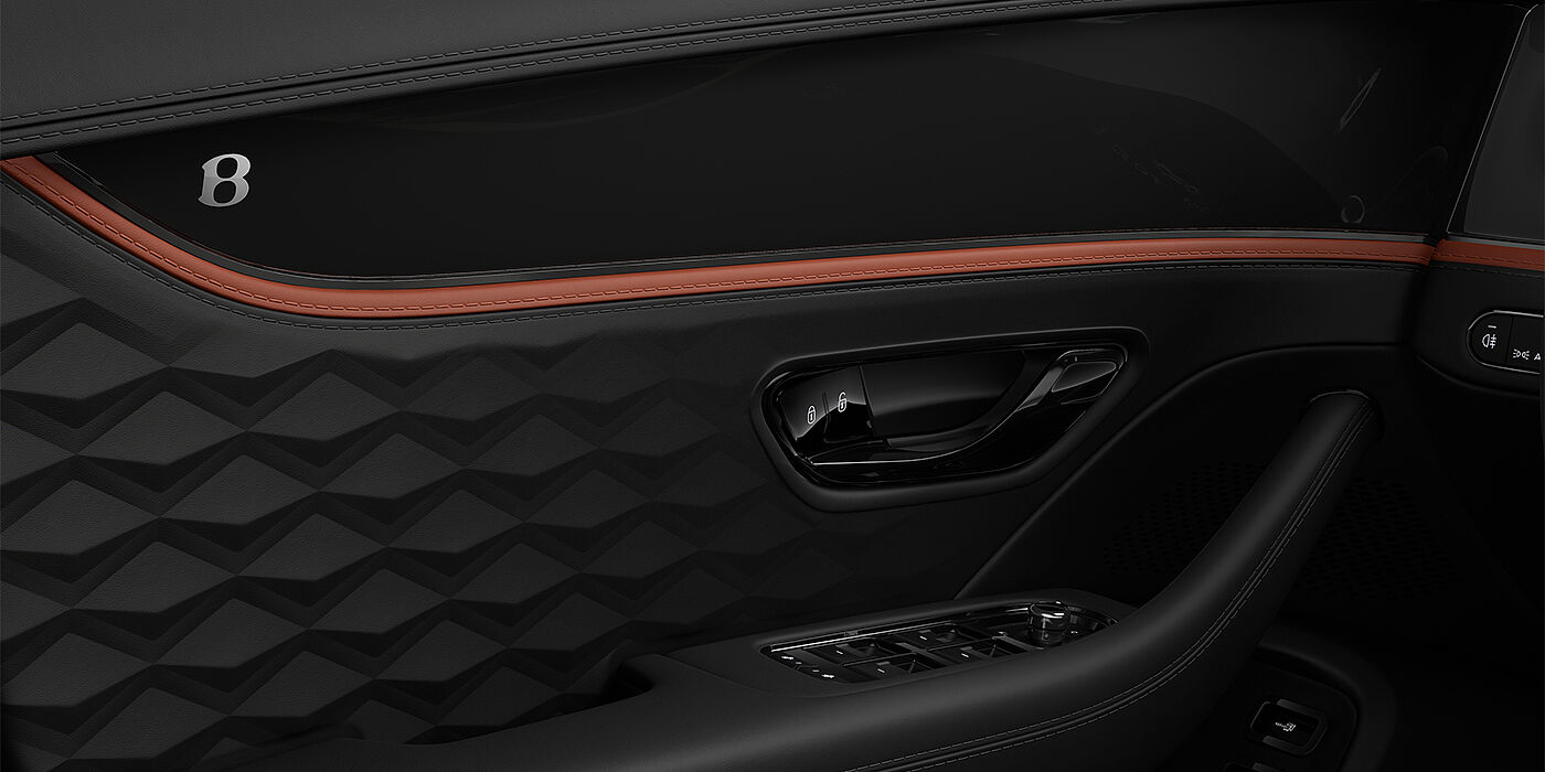 Bentley Hannover New Bentley Flying Spur Mulliner sedan door interior in Porland and Beluga black hides