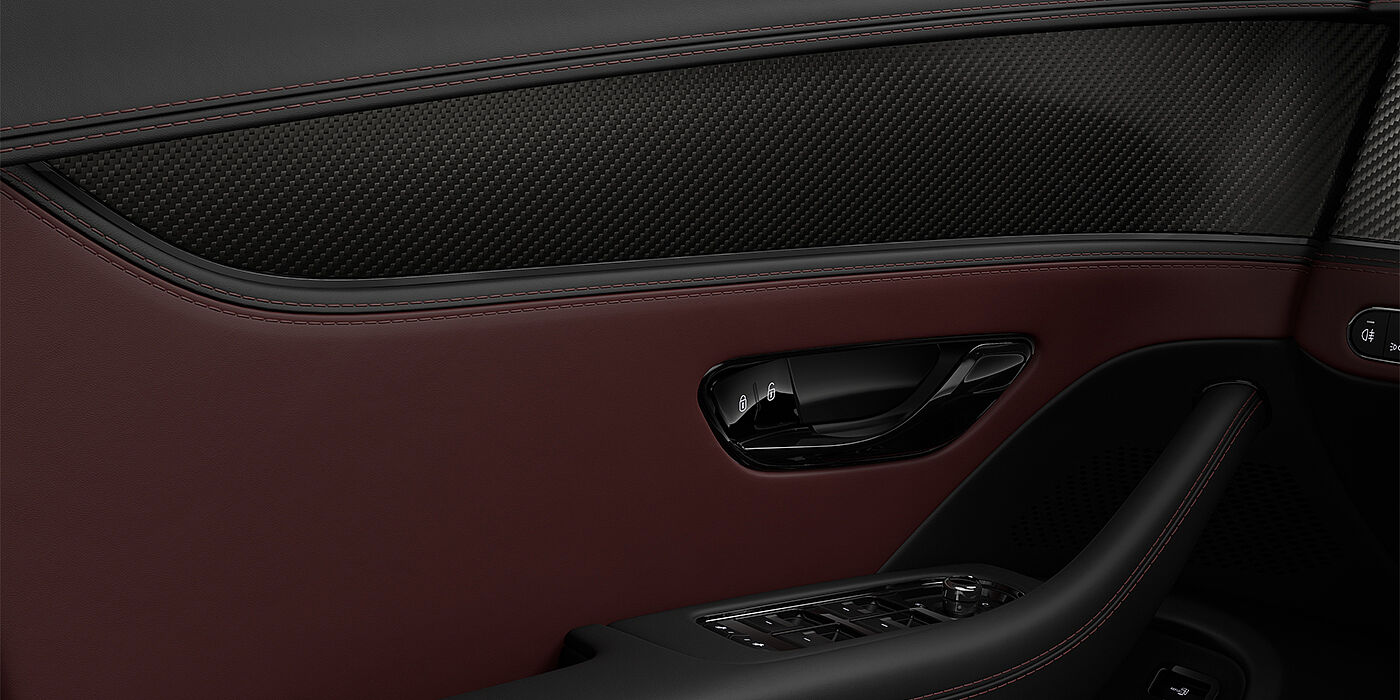 Bentley Hannover New Bentley Flying Spur S sedan door interior in Cricket ball red and Beluga black hides