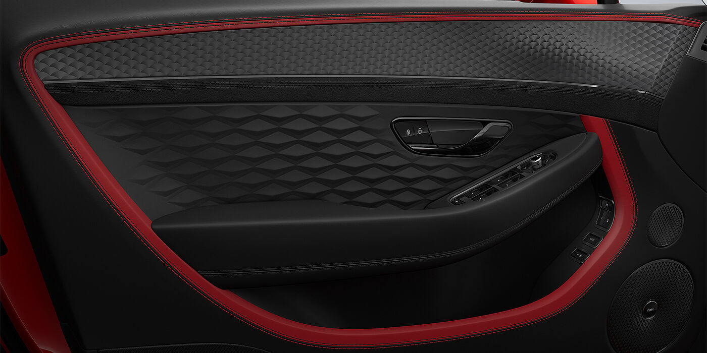 Bentley Hannover Bentley Continental GTC Speed convertible door detail in Hotspur red and Beluga black hides