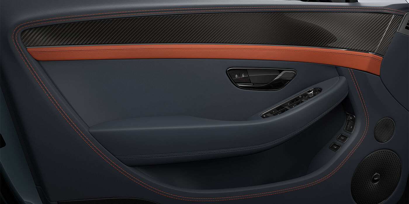 Bentley Hannover Bentley Continental GTC S convertible door interior in Newmarket Tan and Beluga black hides