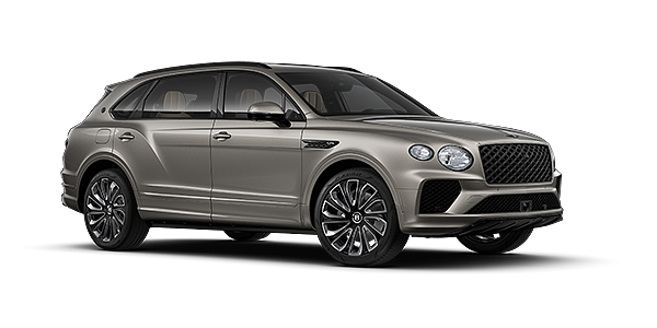 Bentley Hannover Bentayga EWB Artenara Edition SUV in Pale Brodgar paint with 22" Mulliner Gloss black wheel front 3/4