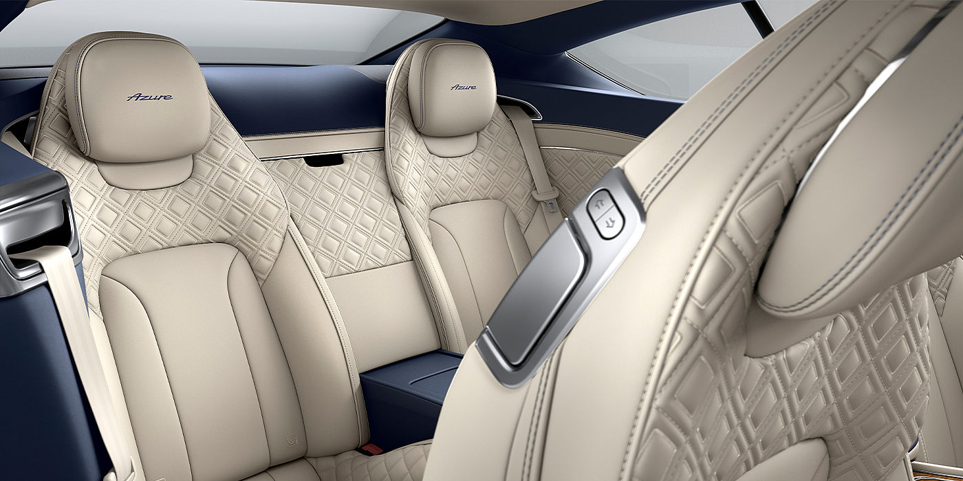 Bentley Hannover Bentley Continental GT Azure coupe rear interior in Imperial Blue and Linen hide