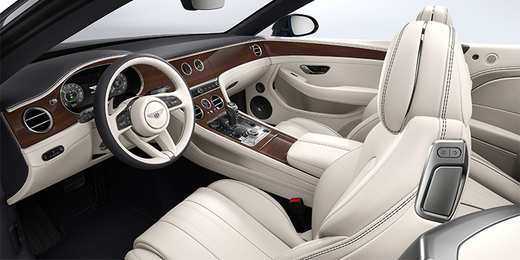 Bentley Hannover Bentley Continental GTC convertible front interior in Linen and Imperial Blue hides