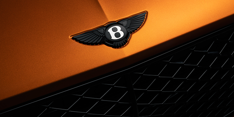Bentley Hannover Bentley Continental GT coupe bonnet close up with black Bentley Wings bonnet badge