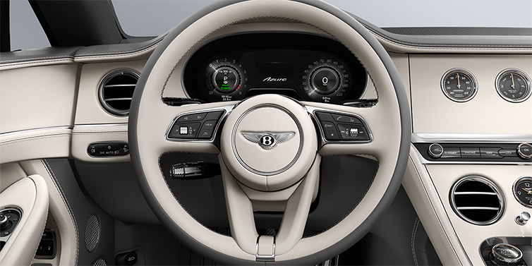 Bentley Hannover Bentley Continental GTC Azure convertible steering wheel in Linen and Gravity Grey hides