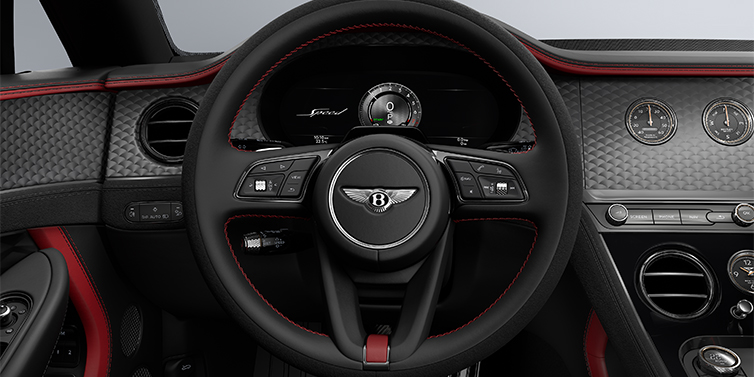 Bentley Hannover Bentley Continental GTC Speed convertible steering wheel in Hotspur red and Beluga black hides