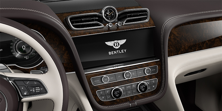 Bentley Hannover Bentley Bentayga EWB Azure SUV centre console detail showing Bentley Wings